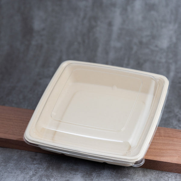 Molded Fiber Square Container 34oz - 47oz PET Lid