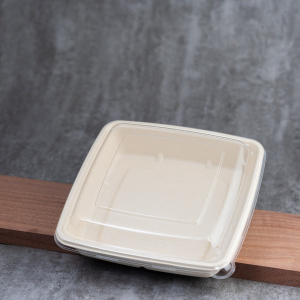 Molded Fiber Square Container 34oz - 47oz PET Lid