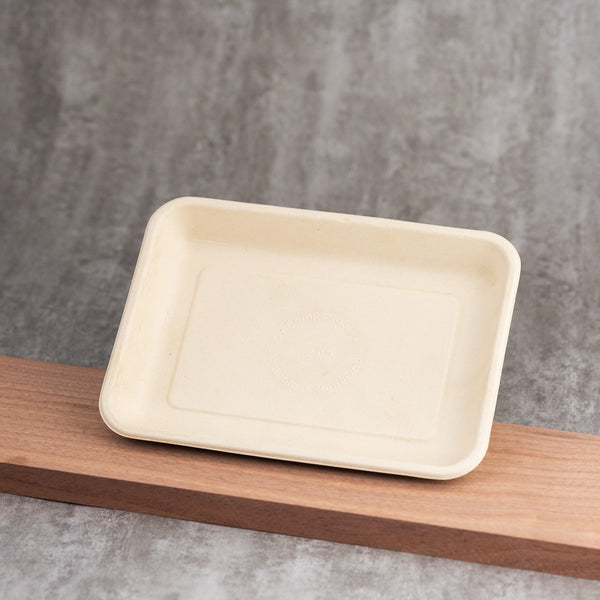 Molded Fiber Flat Tray - 7.9" x 5.5"- 8.4" x 4.3"